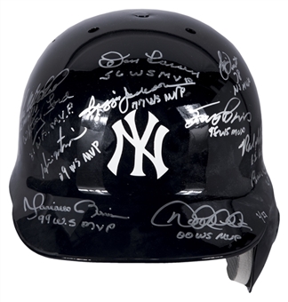 New York Yankees World Series MVP Multi Signed & Inscribed Yankees Batting Helmet With 11 Signatures- 1/27 (MLB Authenticated & Steiner)